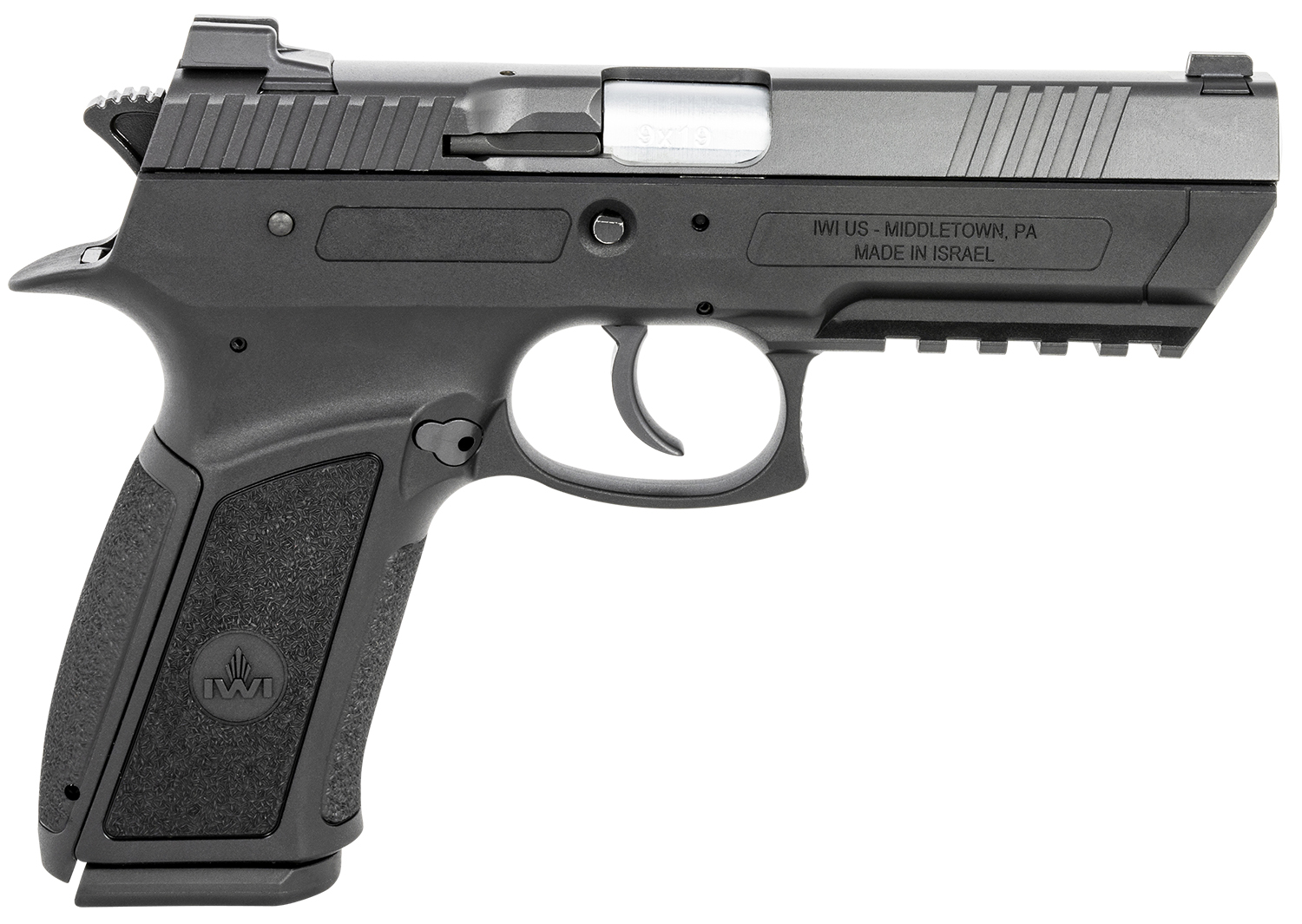 IWI US J941PL9-II Jericho 941 Enhanced 9mm Luger Caliber with 4.40" Barrel, 16+1 Capacity, Overall Black Finish, Picatinny Rail Frame, Serrated Steel Slide & Polymer Grip