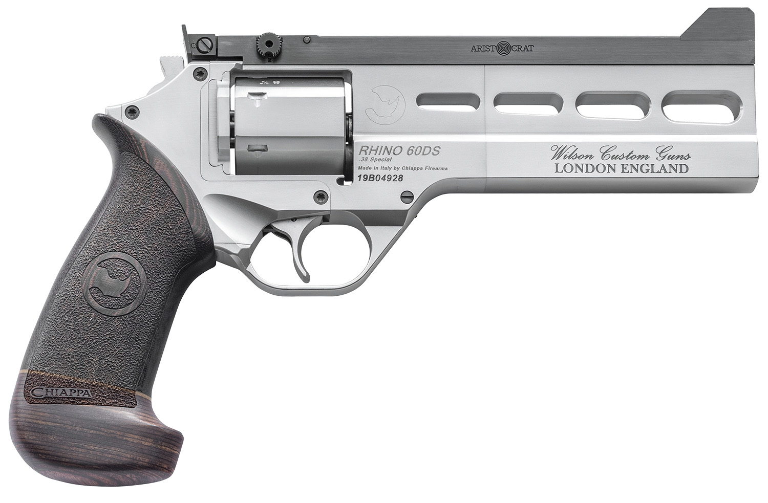 Chiappa Firearms 340302 Rhino Match Master 38 Special 6 Shot, 6 Gray PVD Steel Vent Rib Barrel & Cylinder, Gray PVD Aluminum Frame, Black Hogue Micarta Grip, Exposed Hammer