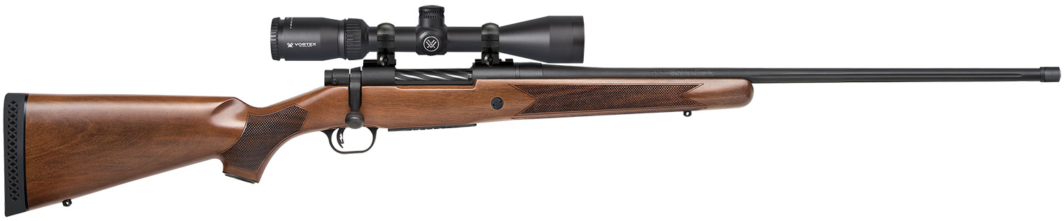 Mossberg 28127 Patriot  7mm Rem Mag Caliber with 3+1 Capacity, 24" Threaded/Fluted Barrel, Matte Blued Metal Finish & Walnut Stock Right Hand (Full Size) Includes Vortex Crossfire II 3-9x40mm Scope