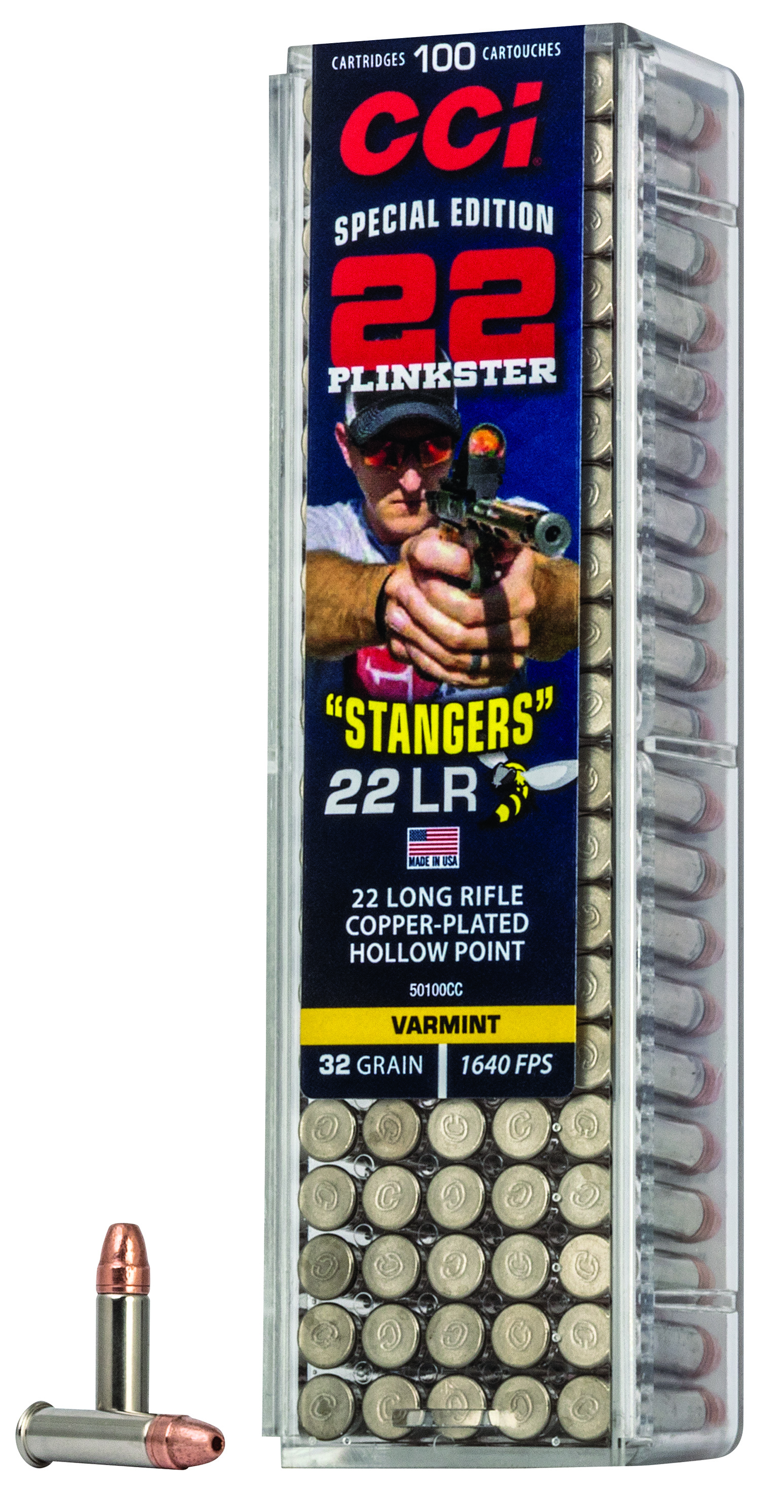 CCI 50100CC Stangers 22 LR 32 gr Copper Plated Hollow Point 100 Per Box/...-img-0