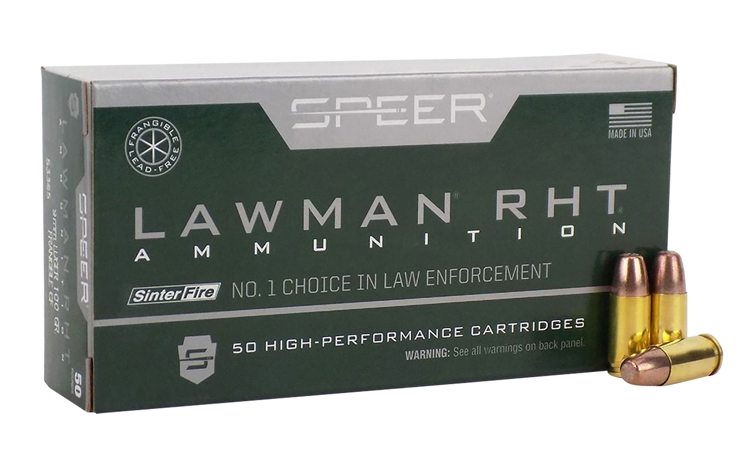 Speer 53365 Lawman RHT 9mm 100gr Frangible Ammo 50 Rounds