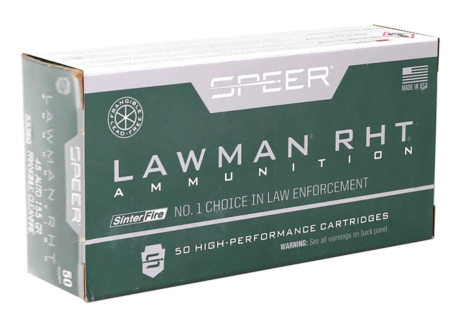 Speer 53395 Lawman RHT 45ACP 155gr SinterFire Frangible Ammo 50/Box