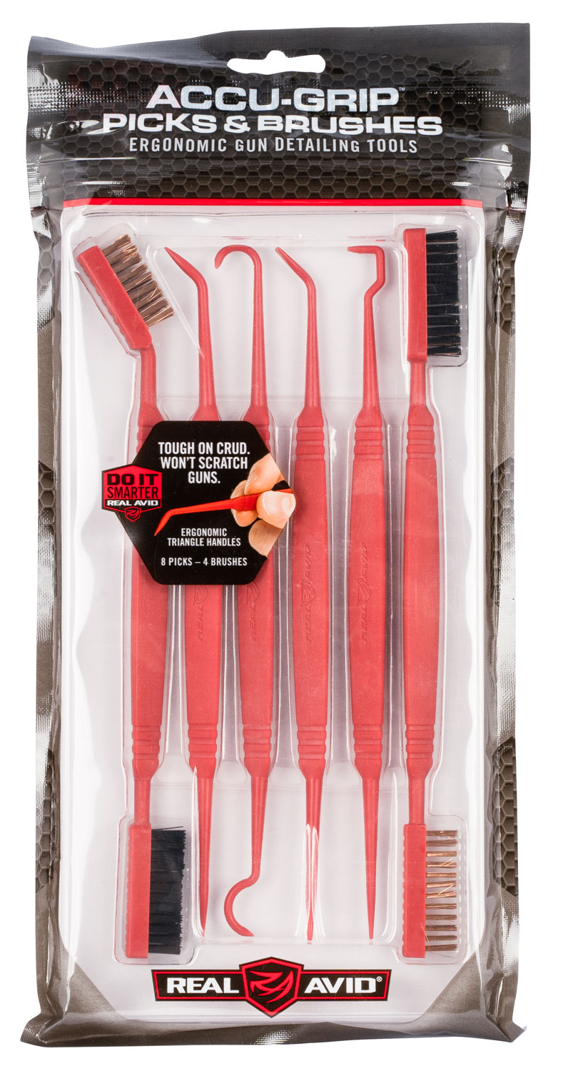 Real Avid AVPBS Accu-Grip Picks & Brushes Rifle/Shotgun Firearm Plastic 8-8.25 Long Resin Bristles 6 Per Pkg
