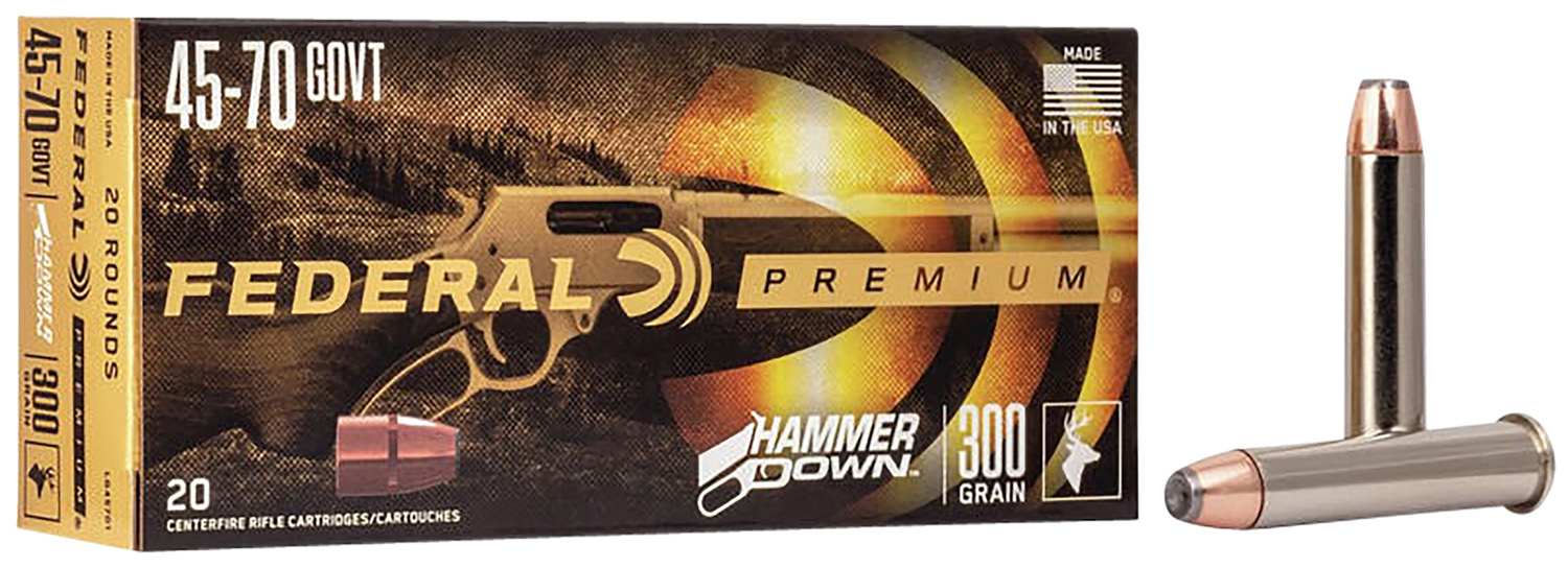 Federal LG45701 Premium HammerDown 45-70Gov 300gr Bonded Soft Point 20 Per Box/10 Case