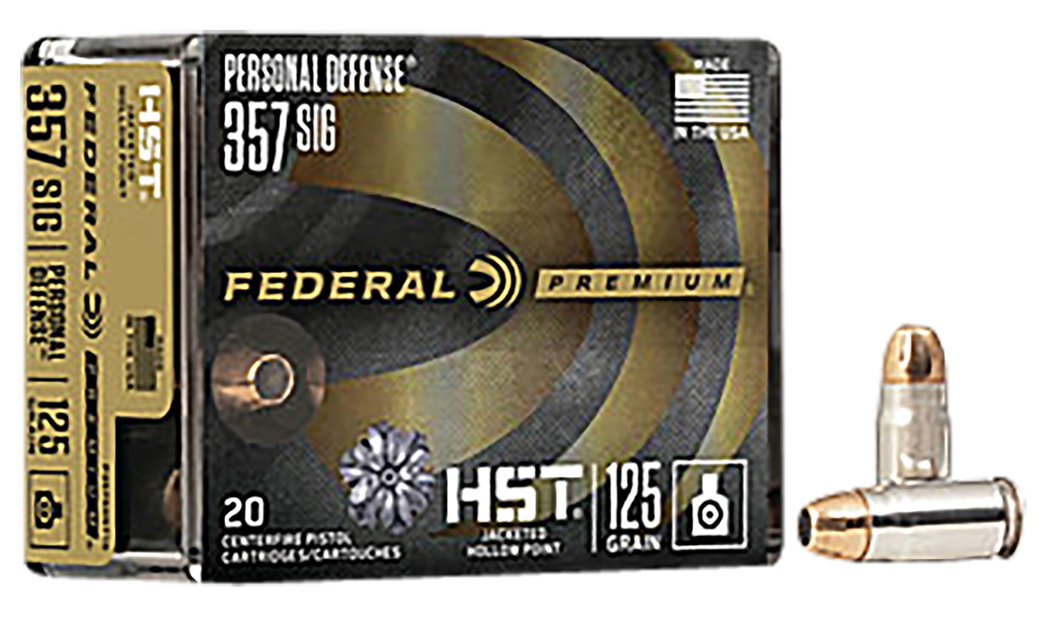 eral P357SHST1S Premium Personal Defense HST Jacketed Hollow Point 125 Grain .357 Sig 1360 Fps Ammo