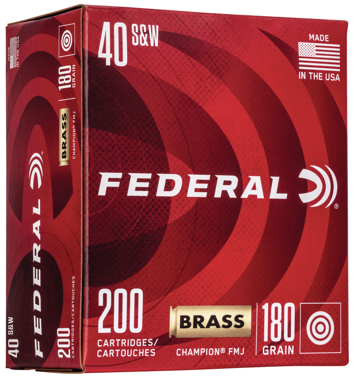 Federal Champion Training .40 S&W 180gr FMJ Ammo - Reliable, Consistent, Ideal for Target Practice, 200 Rounds