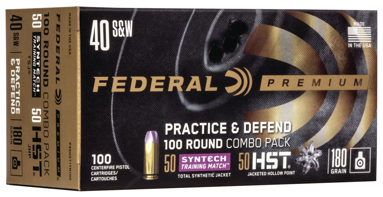 eral Practice & Defend Pistol 40 S&W 180 Gr. HST/Syntech 100 Rd. Ammo