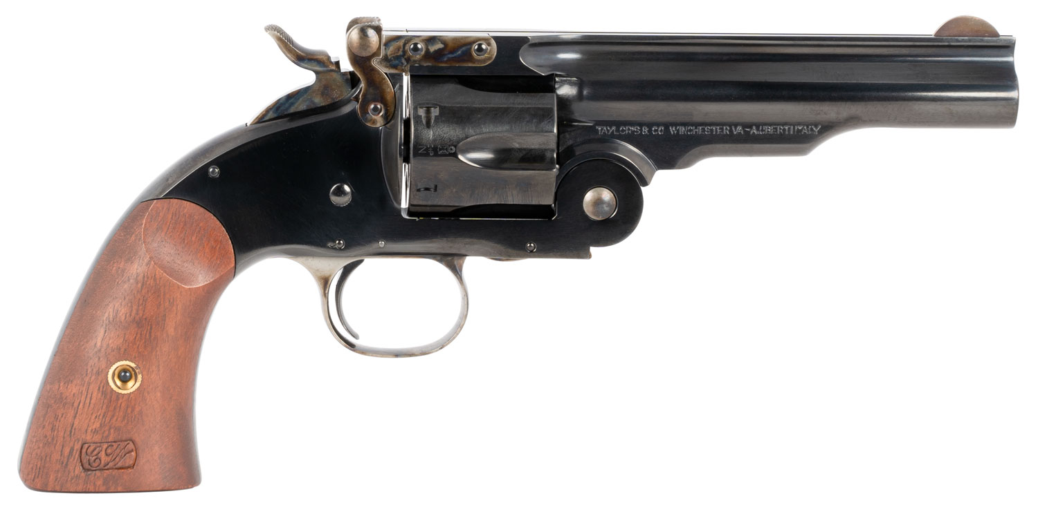 Taylors & Company 550681 Second Model Schofield 38 Special Caliber with 5" Barrel, 6rd Capacity Cylinder, Overall Blued Finish Steel & Walnut Grip
