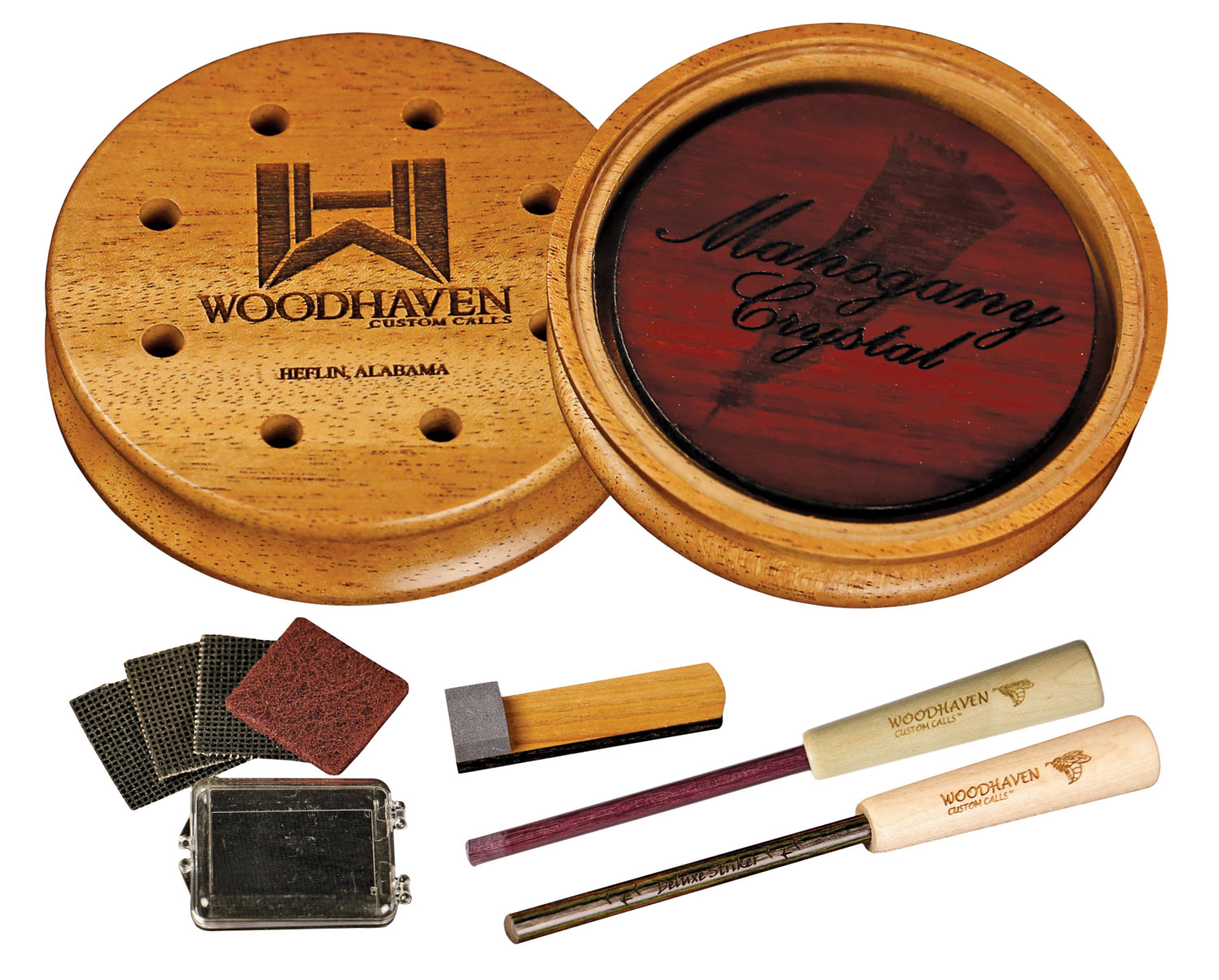 Woodhaven WH355 Mahogany Crystal Turkey Call with Strikers and Kit