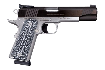 Colt Mfg O1072CS Custom Competition 9mm Luger 9+1 5" Stainless National Match Barrel, Blued Serrated Steel Slide, Stainless Steel Frame w/Beavertail, Black/Gray Scalloped G10 Grip, Ambidextrous
