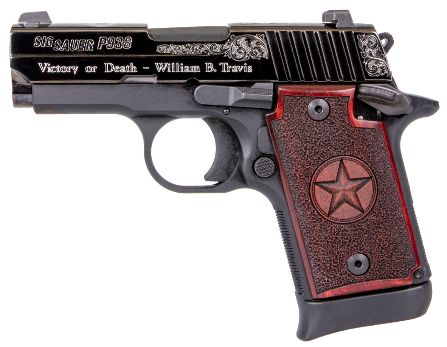 Sig Sauer 9389TXSAMBI P938 Texas Engraved Silver 9mm Luger 3" 7+1 Black...-img-0