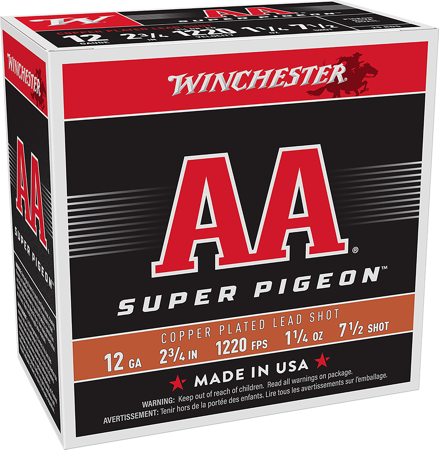 Winchester Ammo AA12SP7 AA Super Pigeon 12Gauge 2.75 1 1/4oz 7.5Shot 25 Per Box/10 Case