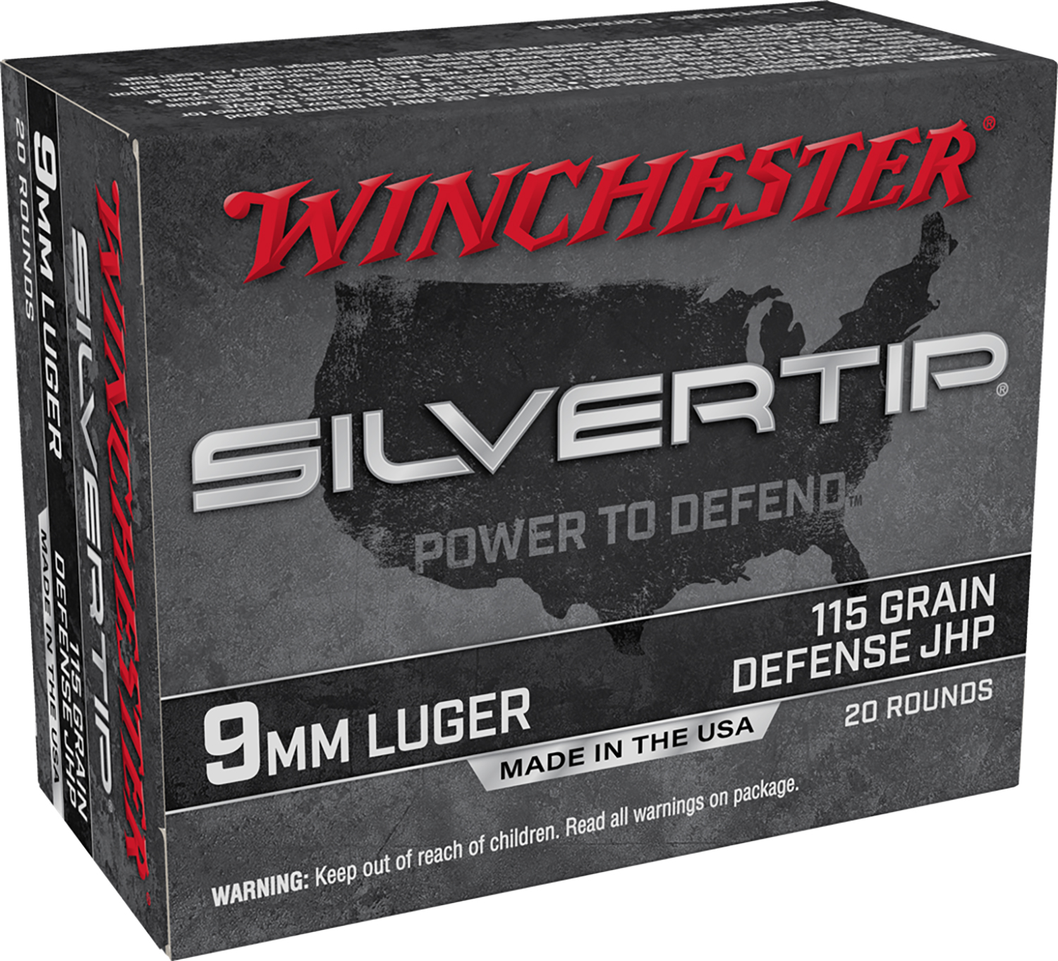 Winchester Ammo W9MMST Silvertip  9mm Luger 115 gr Silvertip Jacket Hollow Point 20 Bx/10 Cs