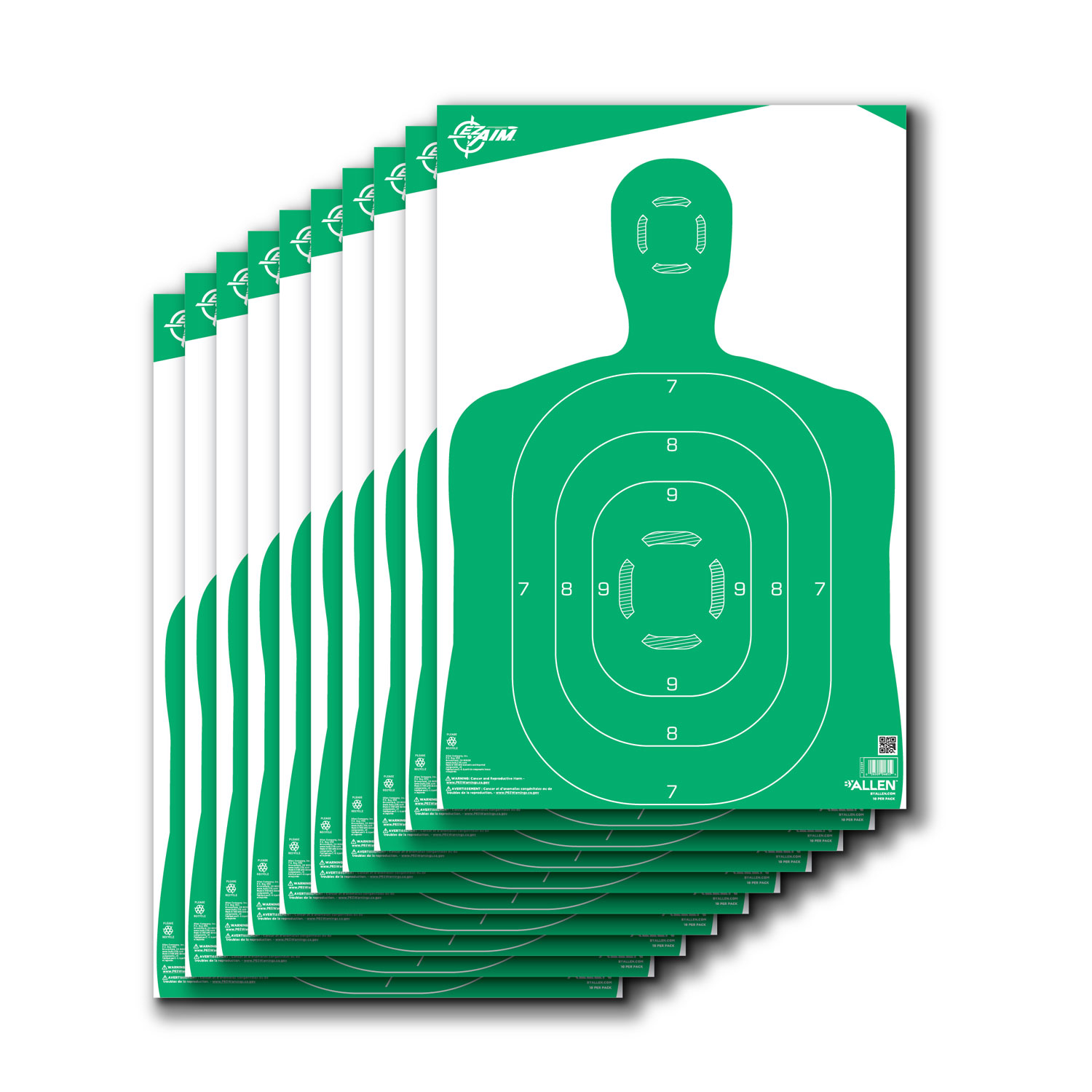 EZ-Aim 15204 Silhouette  Green/White 12x18 10 Per Pack
