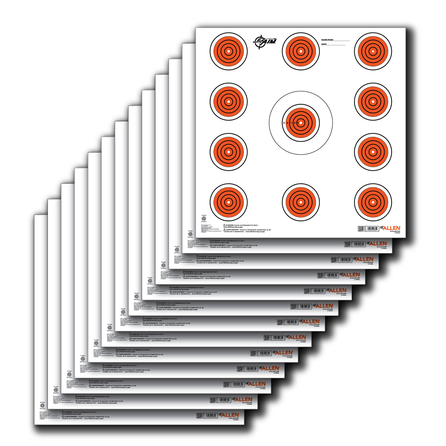 EZ-Aim 15245 Paper Targets Indoor SPOT Paper Hanging 12 x 12 Orange/White 13 Per Pkg