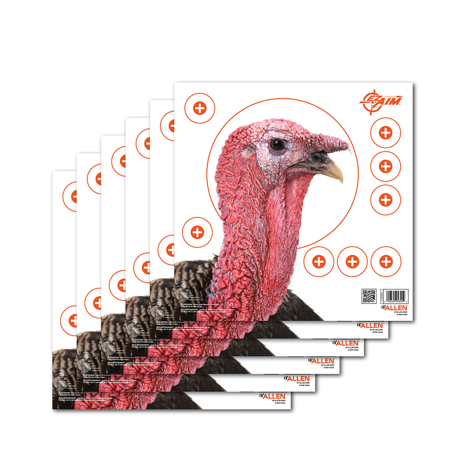 EZ-Aim 15322 Four Color  Turkey Hanging Paper Target, For Use With Shotguns, 12 x 12 Multi-Color 6 Pack