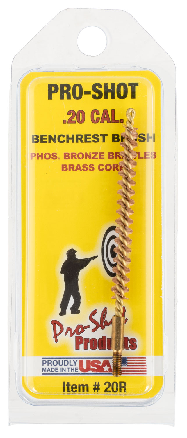 Pro-Shot Benchrest Quality Brass Core/Bronze Bristle Rifle Bore Brush (5/40 Thread) .20 cal - Pro-Shot Products - .20