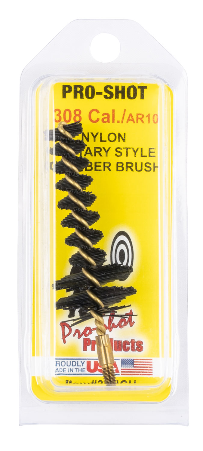 Pro-Shot 30NCH Chamber Brush Military Style .308/ 7.62mm Cal AR Platform #8-32 Thread Nylon Bristles Brass Core - Pro-Shot Products - .308