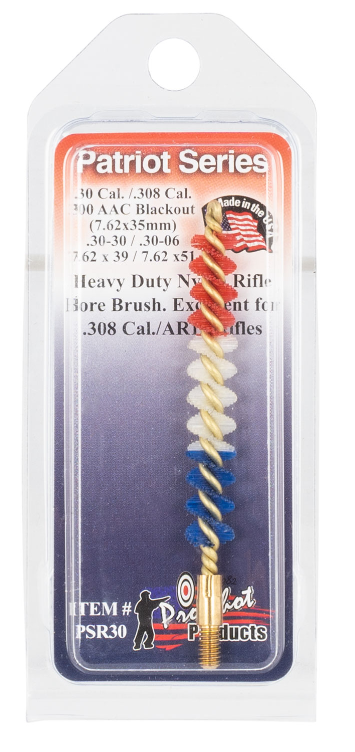 Pro-Shot PSR30 Patriot Series Bore Brush .30/ .308/ .300 Blackout/ 7.62mm Cal Rifle #8-32 Thread Nylon Bristles Brass Core - Pro-Shot Products - .30