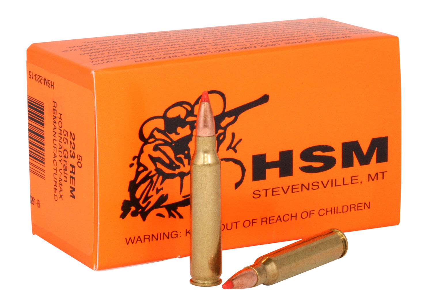 HSM 22315 Varmint 223Rem 55gr Hornady V-Max 50/Box 3200fps
