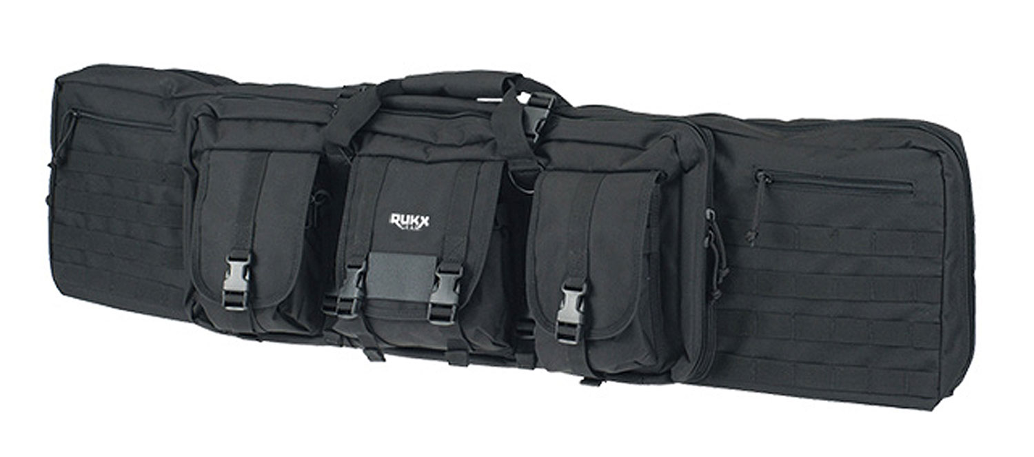 Rukx Gear ATICT36DGB Tactical Double Gun 36 Water Resistant Black 600D Polyester w/ Non-Rust Zippers Holds up to 2 Rifles