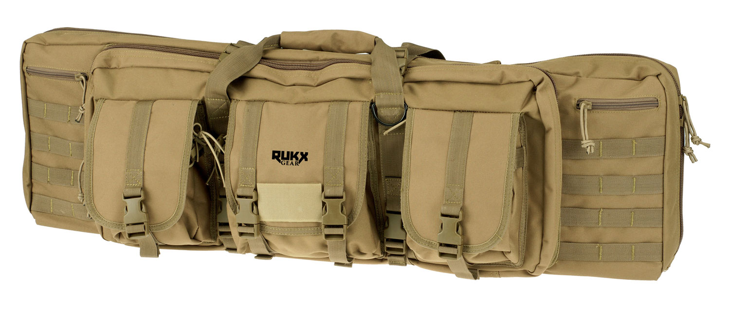 Rukx Gear ATICT36DGT Tactical Double Gun 36 Water Resistant Tan 600D Polyester w/ Non-Rust Zippers Holds up to 2 Rifles