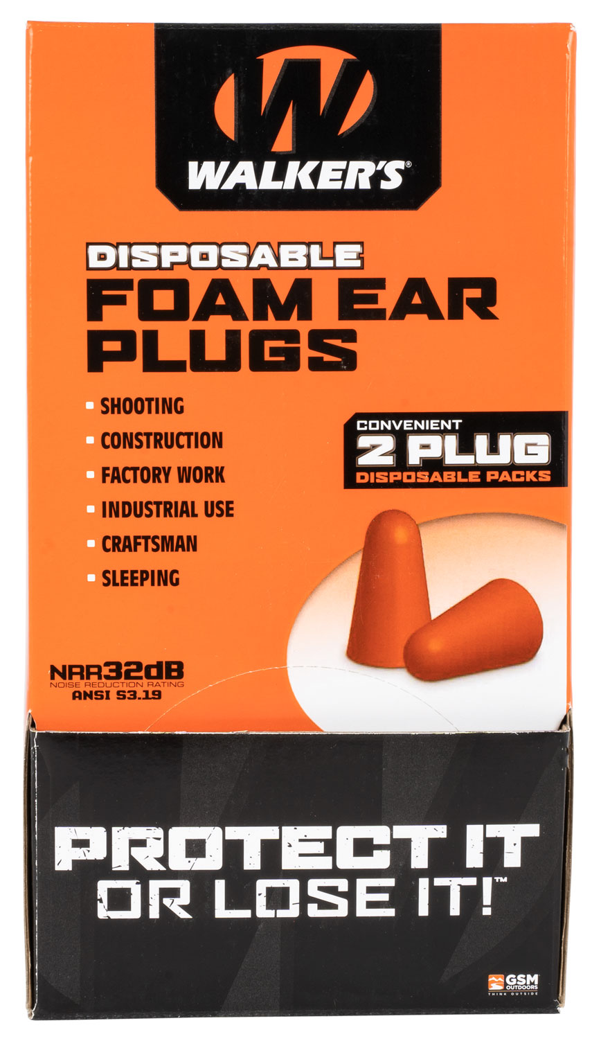 Walker's GWPFOAMPLUG Foam Ear Plugs Counter Display Disposable 32 dB...-img-0