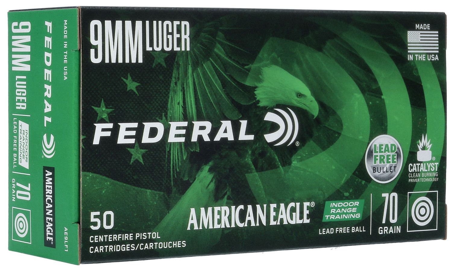 Federal AE9LF1 American Eagle IRT 9mm 70gr Lead-Free Ammo 50 Rounds - Federal Premium Ammunition - LEAD-FREE IRT