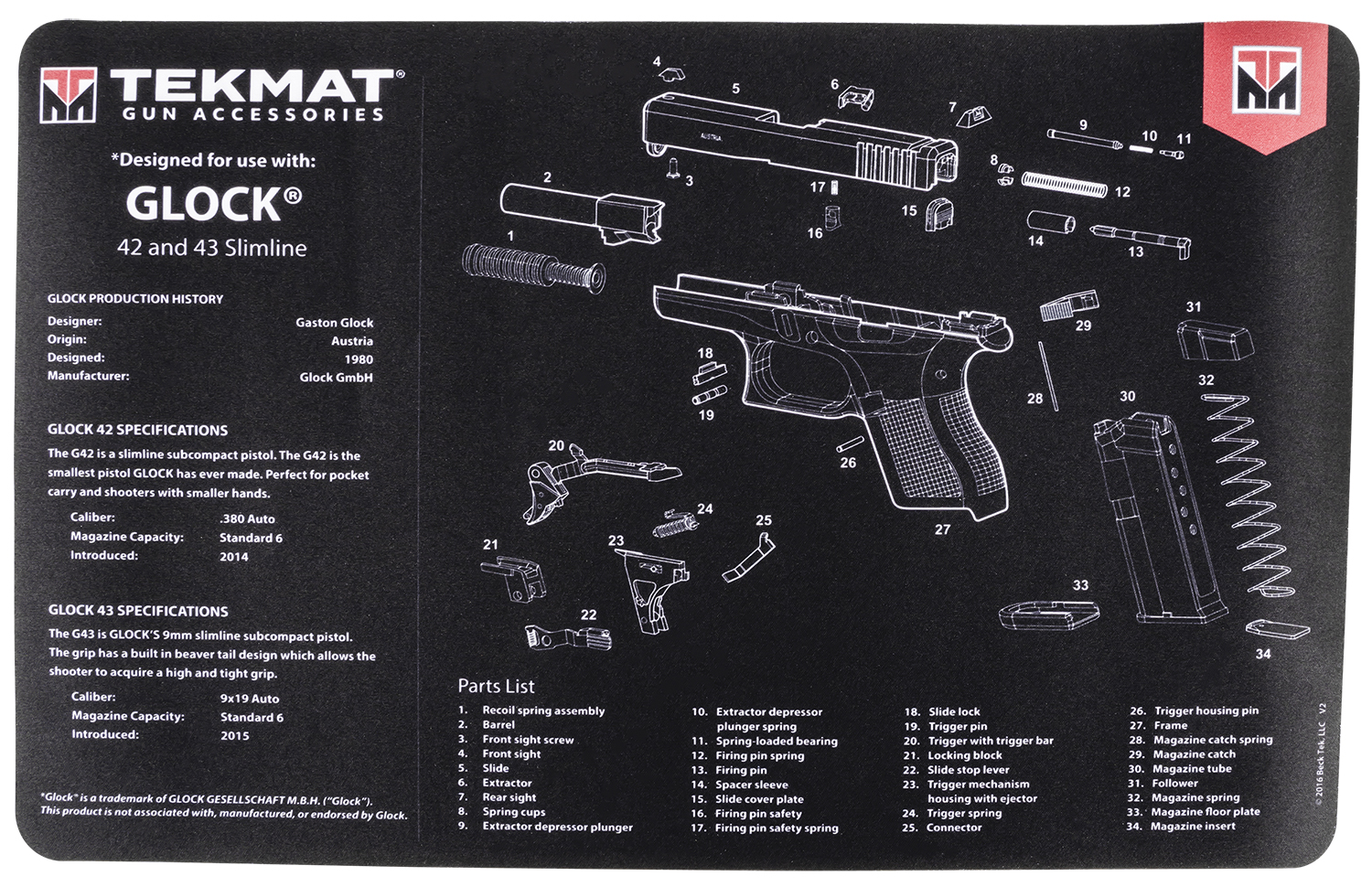 TEKMAT TEKR17GLOCK4243     GLOCK 42/43