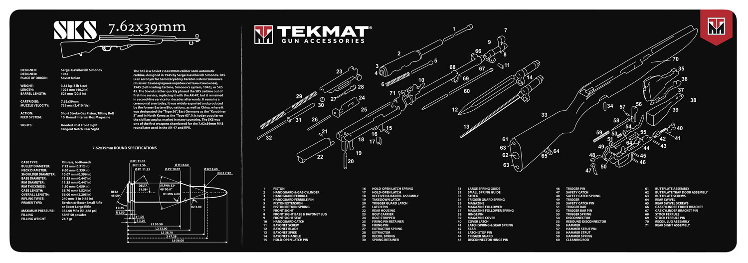 TekMat TEKR36SKS SKS Cleaning Mat SKS Parts Diagram 12" x 36"-img-0