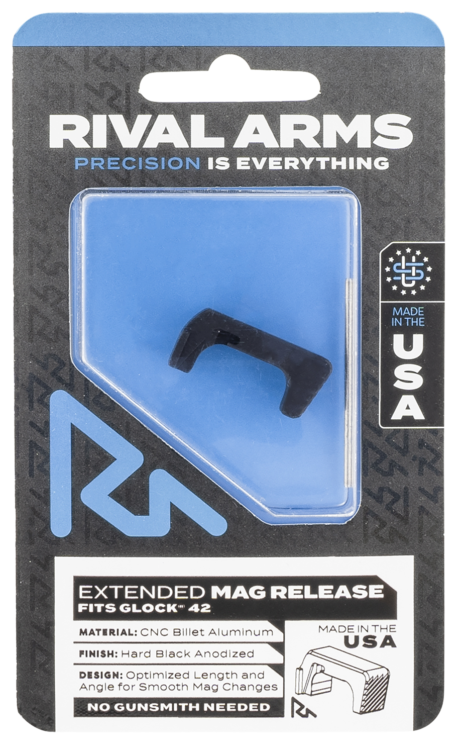 Rival Arms RA72S001A Magazine Release  Sig P320 Extended Hard Black Anodized Aluminum