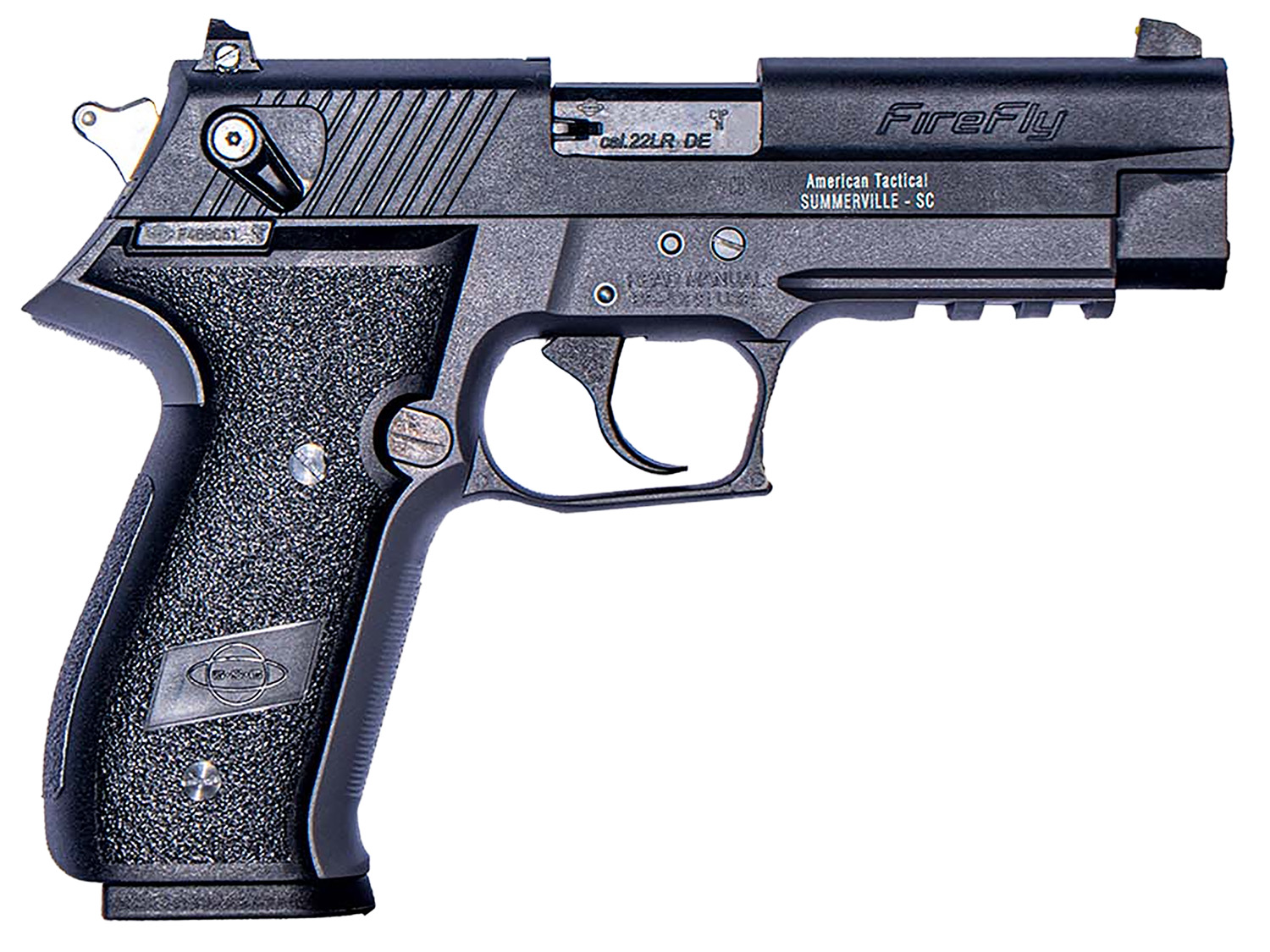 GSG GERG2210FF FireFly  22 LR 10+1 4 All Black Steel Barrel, Serrated Slide, Black Zinc Alloy w/Accessory Rail Frame, Black Polymer Grip