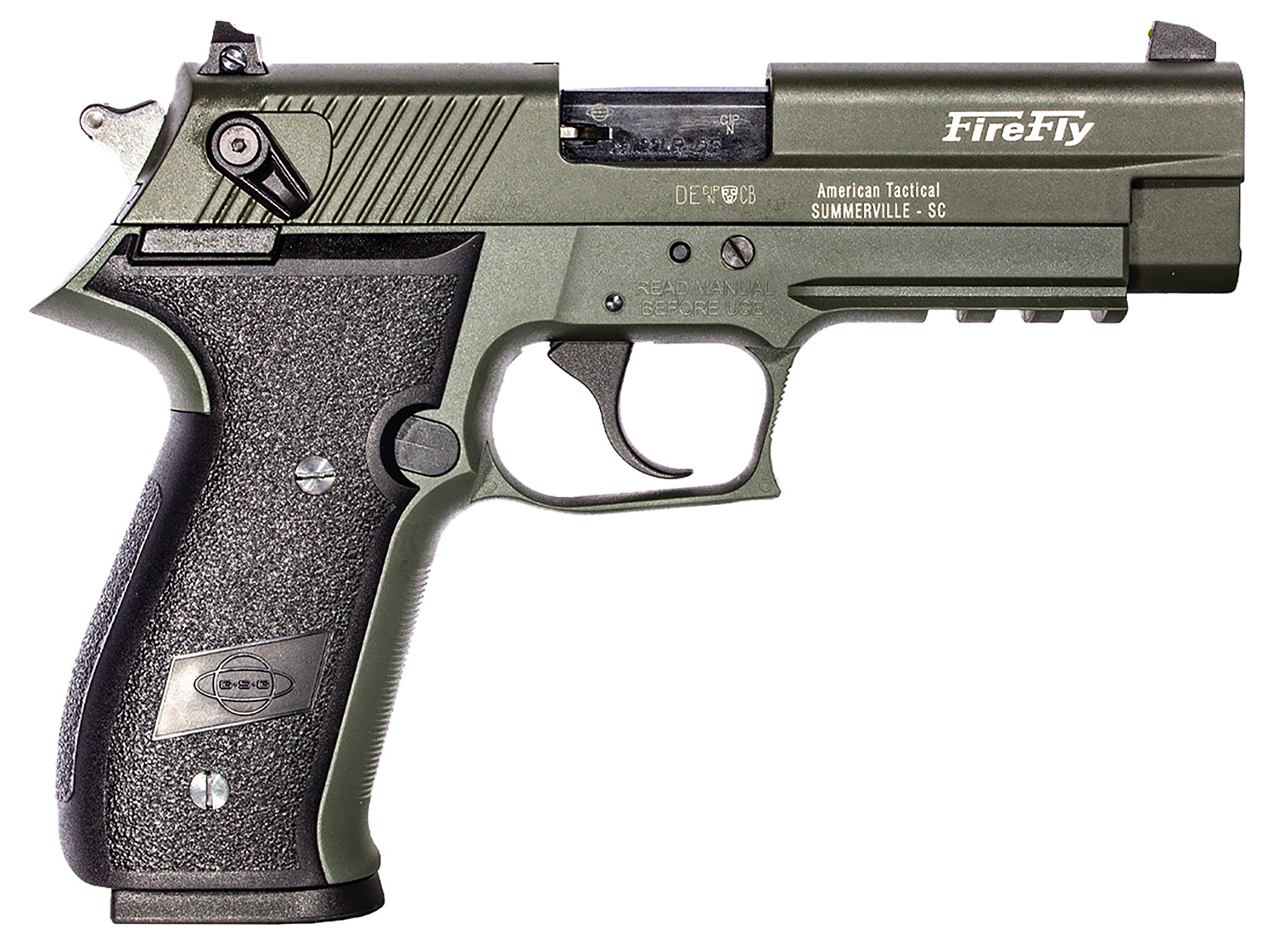 GSG GERG2210FFG FireFly  22 LR 10+1 4 Green Steel Barrel, Serrated Slide, Zinc Alloy w/Accessory Rail Frame, Black Polymer Grip