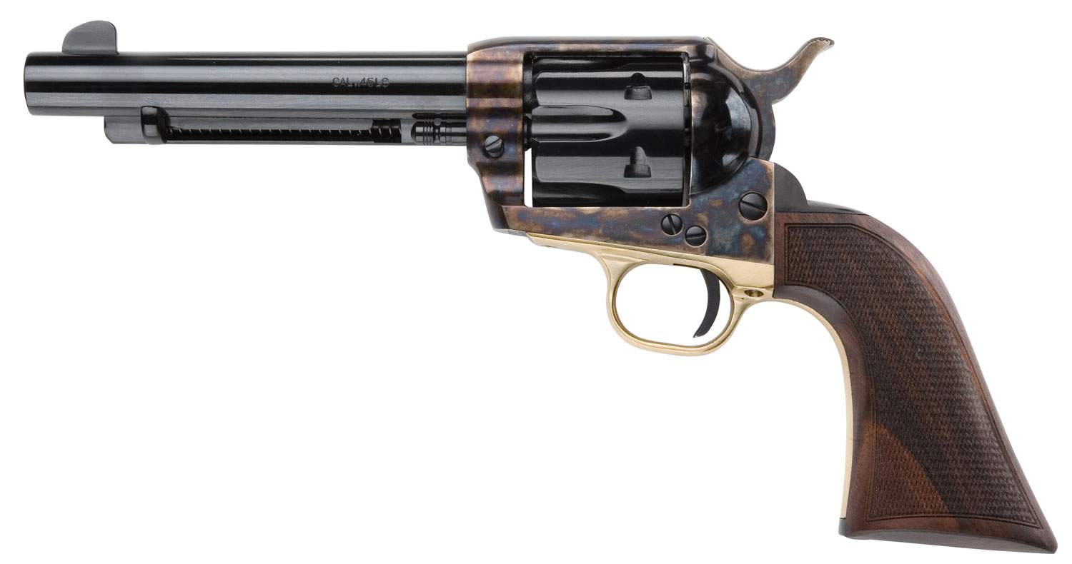 Pietta HF45ALC512NMCW 1873 Great Western II Alchimista II 45 Colt (Long Colt) 6rd 5.50 Blued Steel Barrel & Cylinder, Color Case Hardened Steel Frame, Checkered Walnut Army Grip, Exposed Hammer