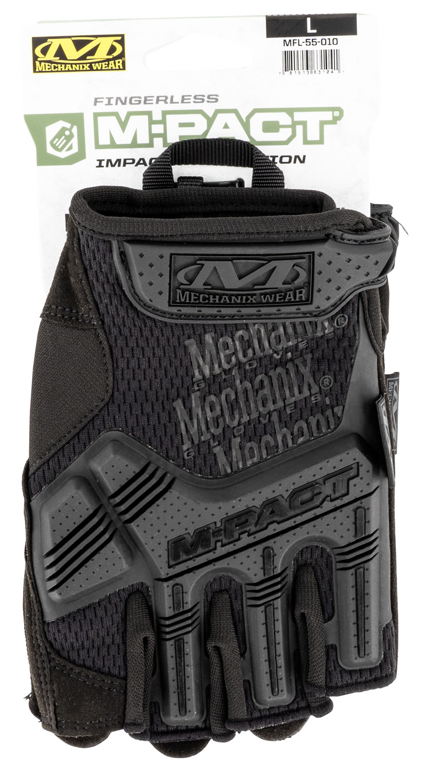 Mechanix Wear MFL55010 M-Pact Covert Black Fingerless Synthetic Leather Large TPR Closure