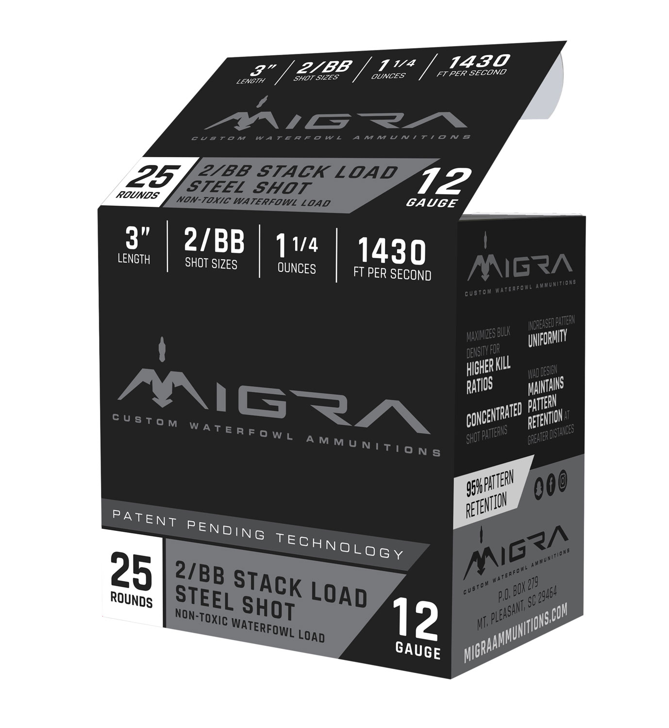 Migra Ammunitions M12S2BB Staxd  12Gauge 3 1 1/4oz 2/BBShot 25 Per Box/10 Case