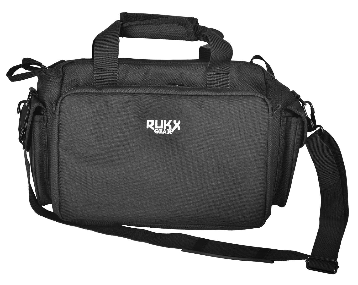 Rukx Gear ATICTRBB Tactical Range Bag  Water Resistant Black 600D Polyester with Hidden Handgun Pocket, Mag & Ammo Storage, Non-Rust Zippers & Carry Handle 16 x 7.50 x 10.50 Interior Dimensions