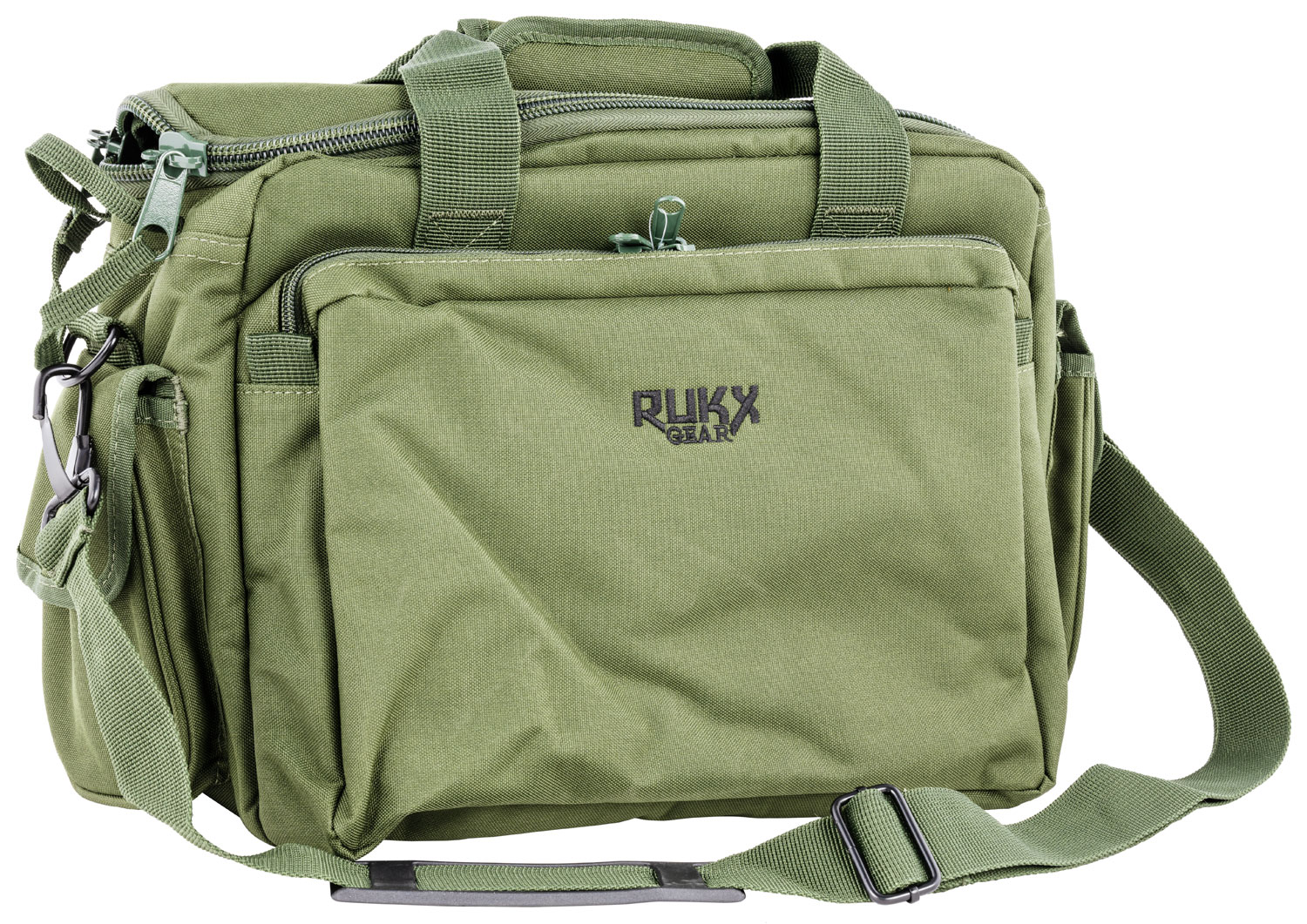 Rukx Gear ATICTRBG Tactical Range Bag  Water Resistant Green 600D Polyester with Hidden Handgun Pocket, Mag & Ammo Storage, Non-Rust Zippers & Carry Handle 16 x 7.50 x 10.50 Interior Dimensions