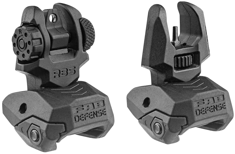 FAB Defense FXFRBS Front/Rear Folding Back-Up Sights  AR-15/ M16/ M4 Low Profile Dual Aperture Rear Sight Black Polymer and Metal
