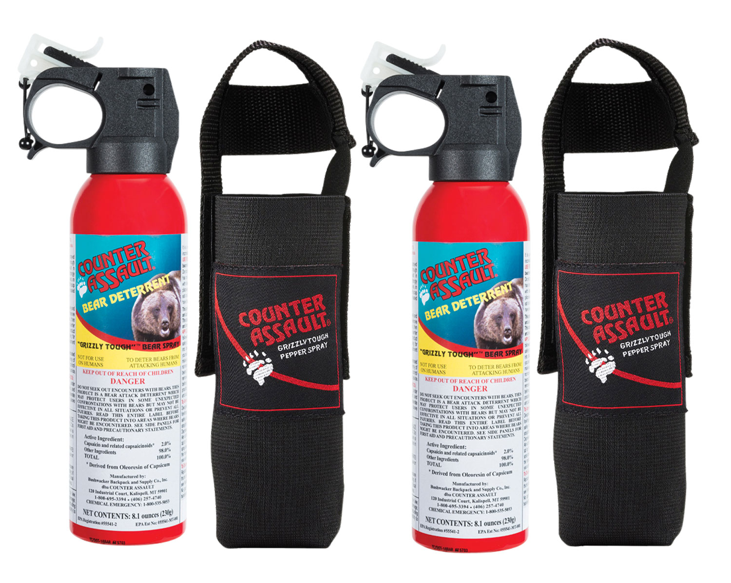 Counter Assault 15067015 Bear Spray 8.1oz Twin Pack with Holsters 32ft Range