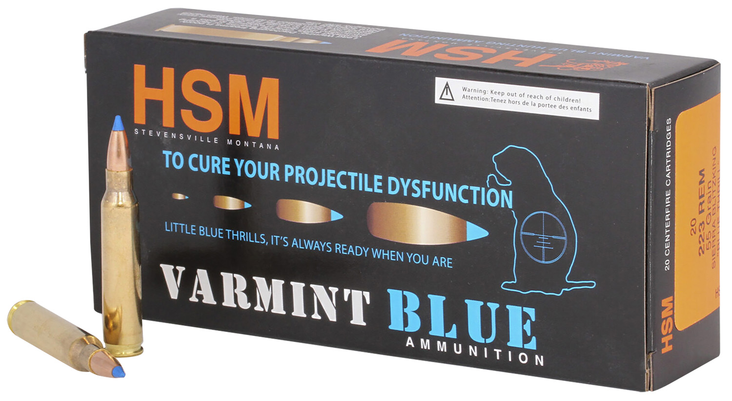 HSM 22354N .223 Rem 54gr Sierra BlitzKing 3120fps 20 Rounds Box