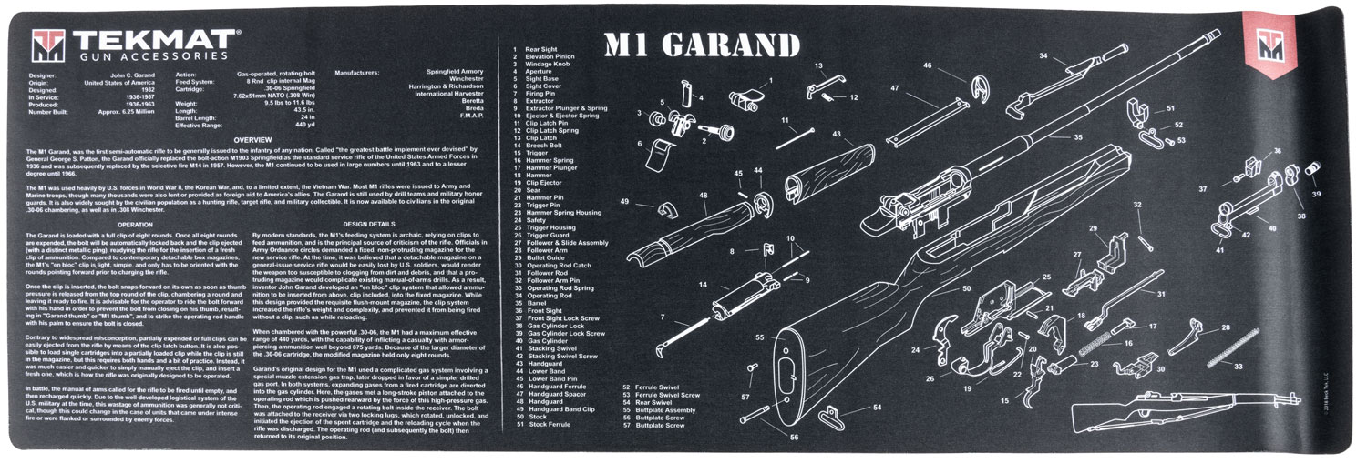 TekMat M1 Garand Cleaning Mat 12x36 in Neoprene Black Water Resistant