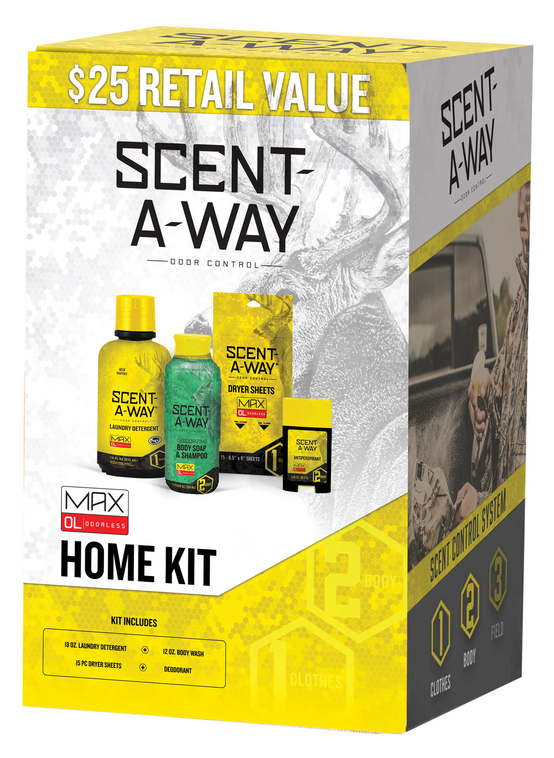 Hunters Specialties Scent-Away Home Kit - Odorless Body Wash, Antiperspirant, Laundry Detergent