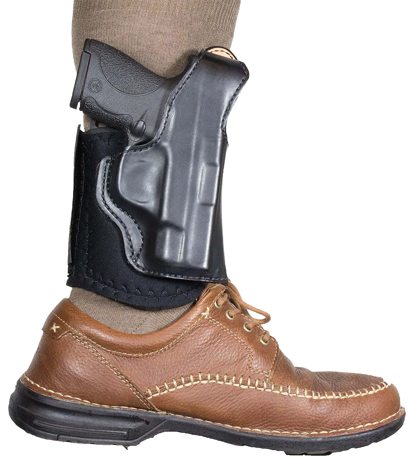 DeSantis 014PC02Z0 Die Hard Ankle Rig Black Leather Right Hand 2" Barrel