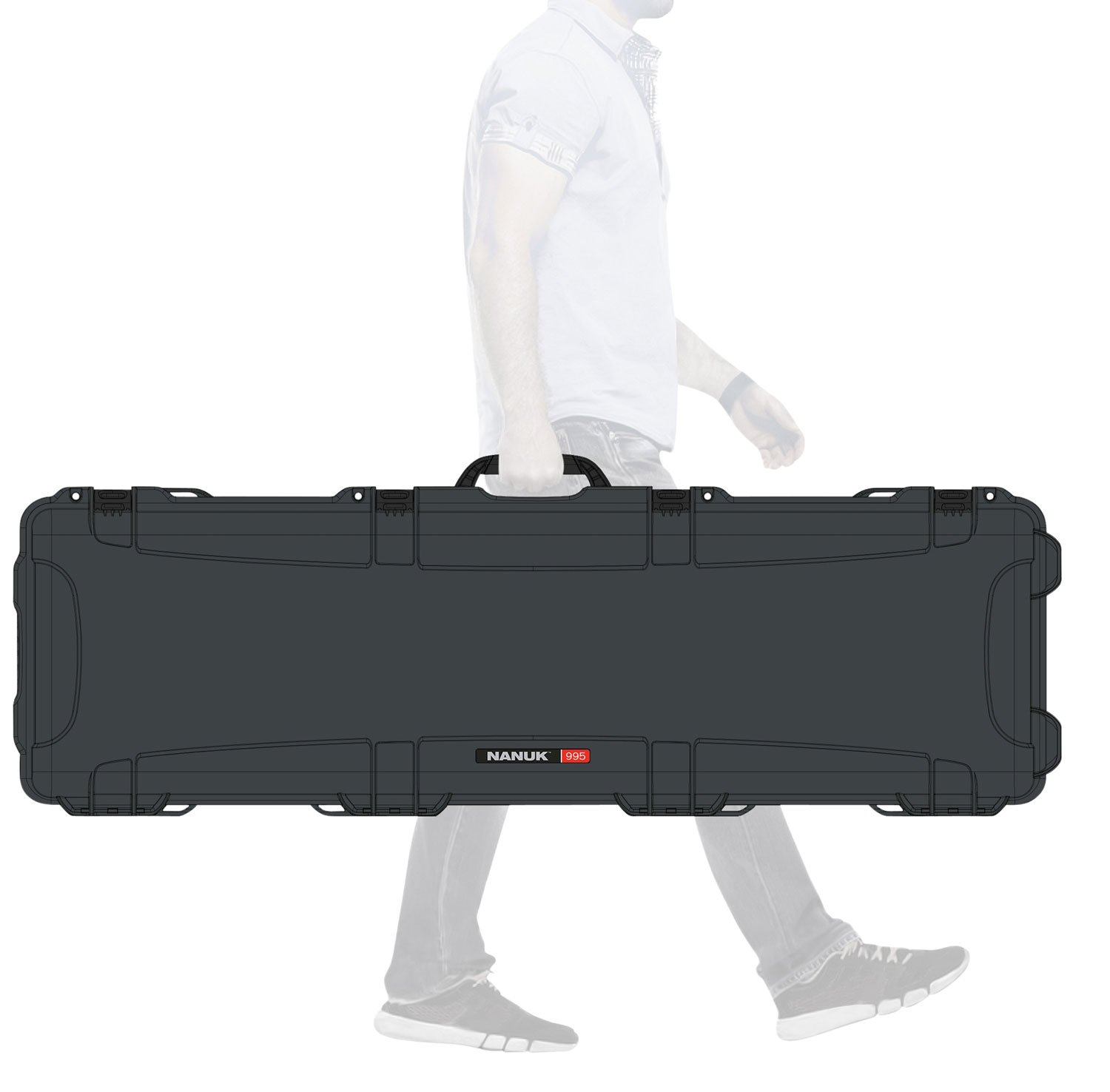 Nanuk 9951007 995  Waterproof Graphite Resin  with Foam Padding & Lockable Latches for Rifles 52 L x 14.50 W x 6 H Interior Dimensions