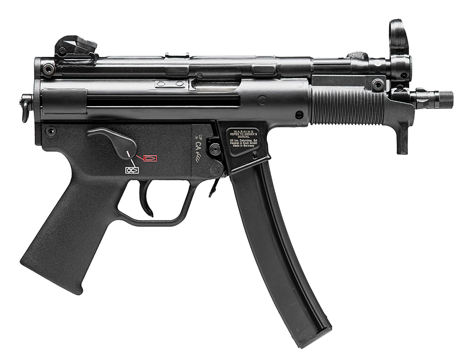 HK 81000481 SP5K PDW 9mm Luger Caliber with 5.83" Barrel, 30+1 Capacity, Black Metal Finish, No Stock (Sling Mount), Black Polymer Grip Right Hand
