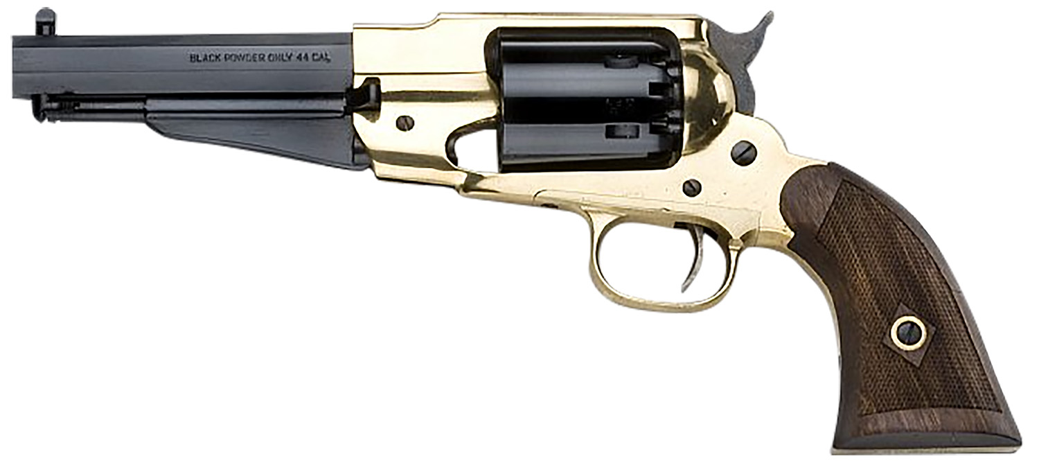 Pietta PF58BR44512 1858 Remington Brass Sheriff 44 Cal 6rd 5.50" Blued-img-0