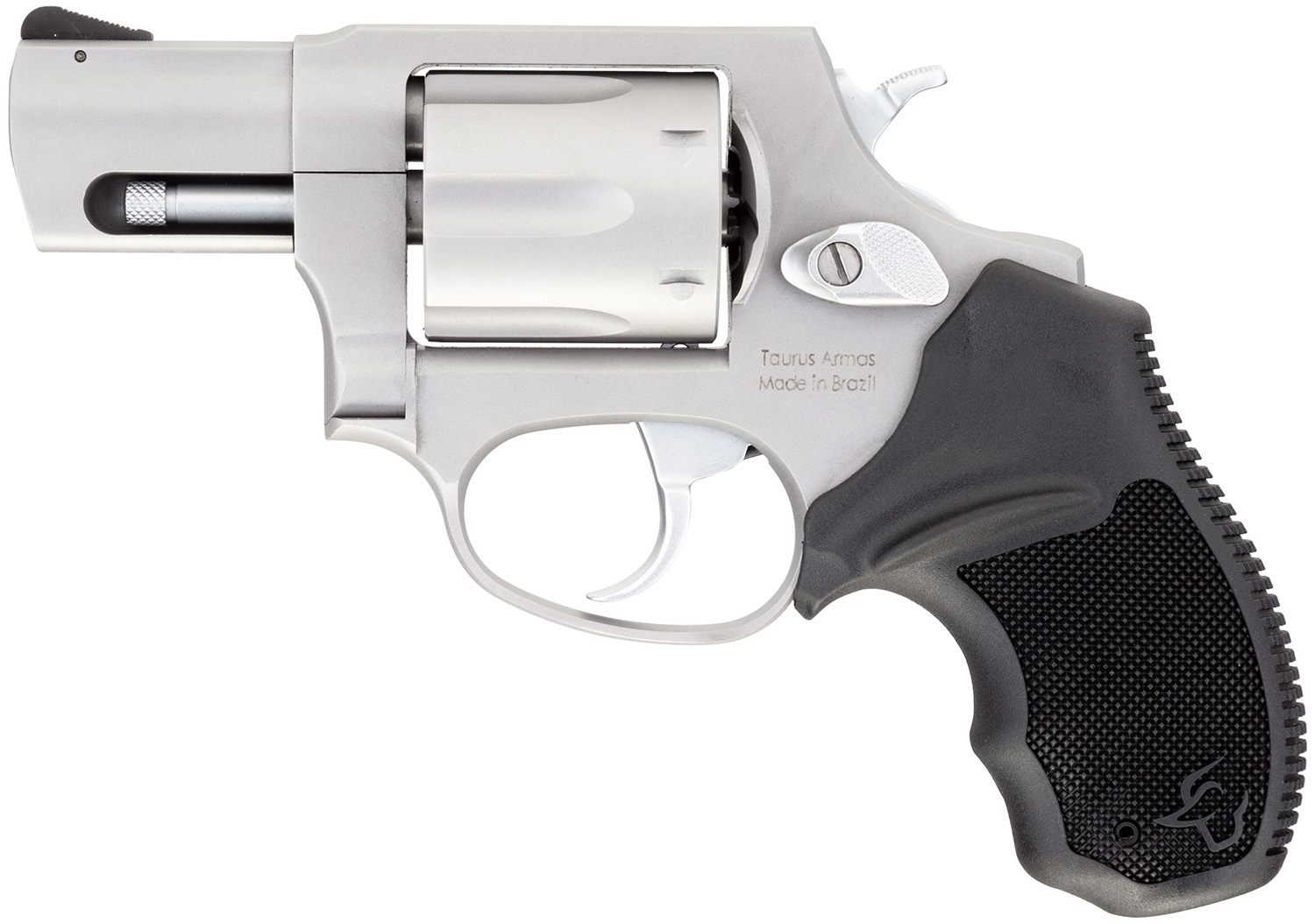 Taurus 856 Stainless 38 Special 2in 6rd — Superb Steel-Frame Revolver 5 Taurus 856 Stainless 38 Special right side with six shot cylinder and rubber grips