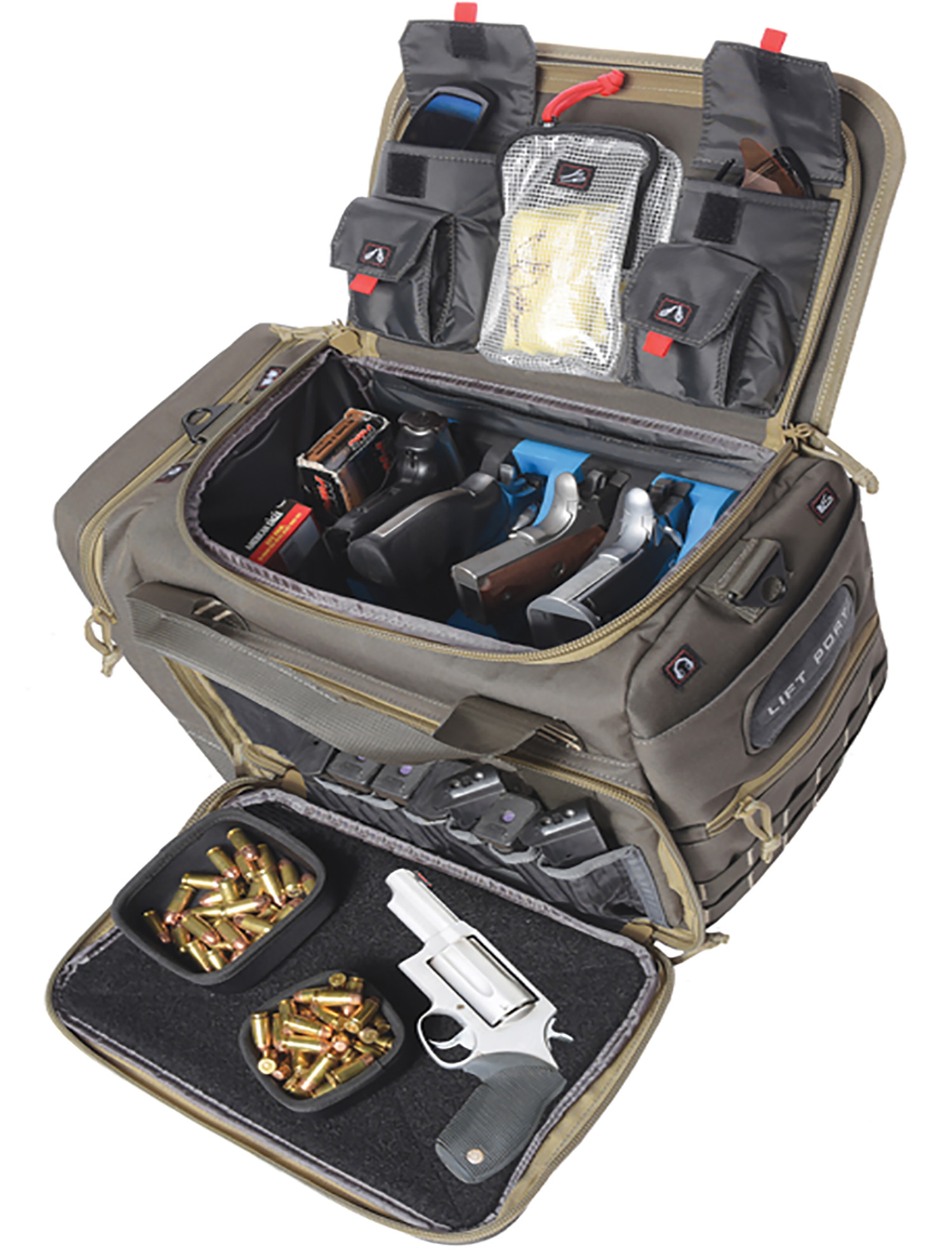 GPS Bags GPS1512MLBR M/L With Foam Cradle Holds 5 Medium Handguns, Lift Ports, Visual Id Storage System, Mag Storage Poc