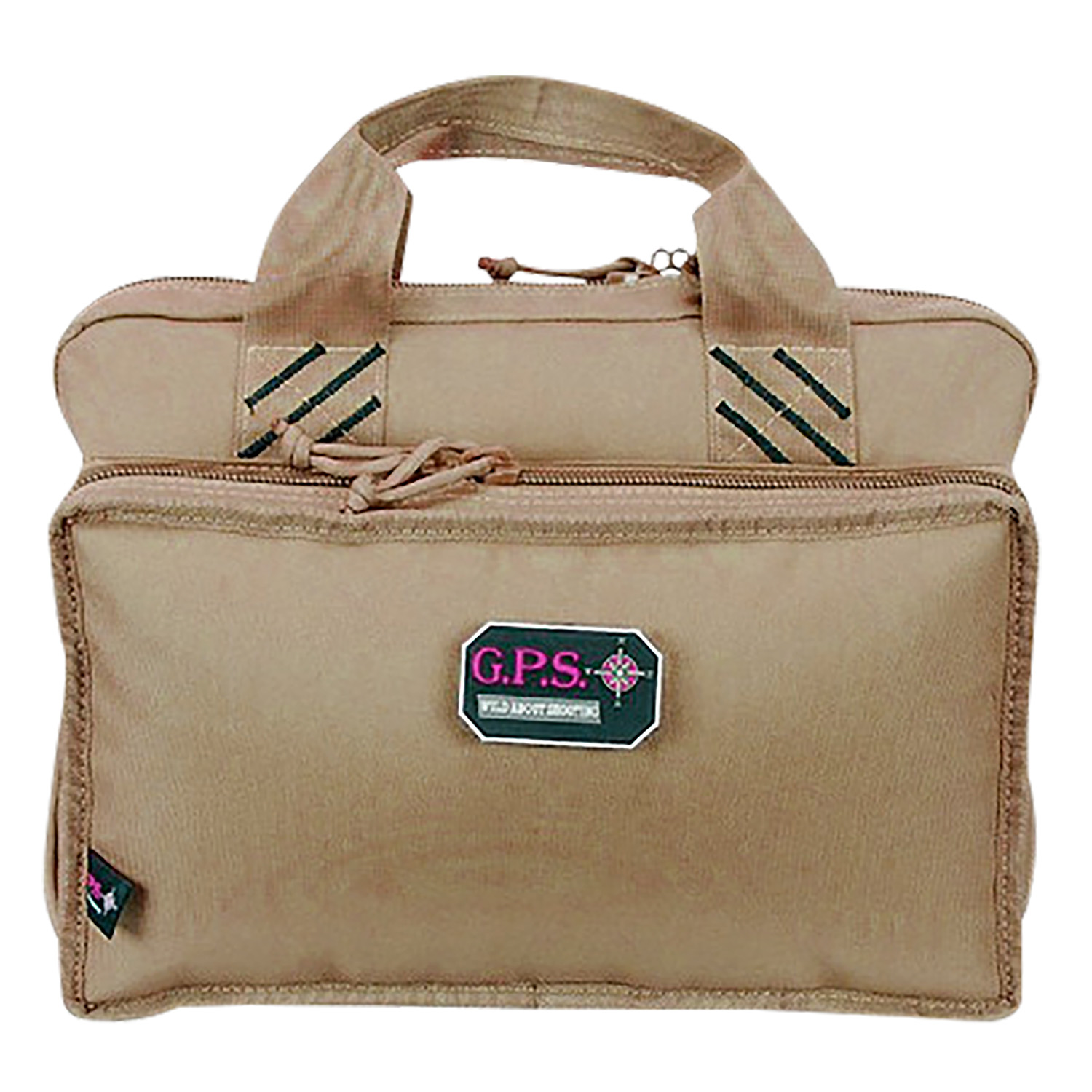 G*OUTDOORS Quad Pistol Tan Range Bag w/Mag Storage and Dump Cup GPS-1310PCT